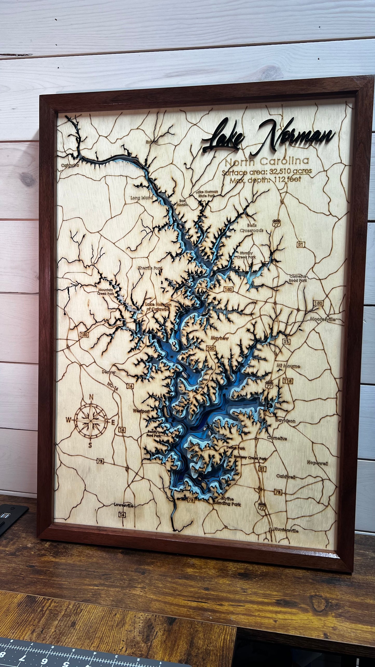 Laser-engraved Lake Maps